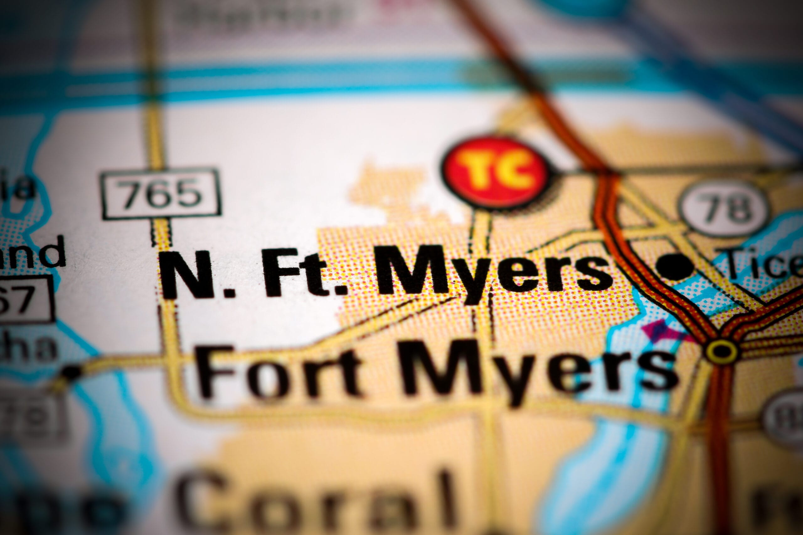North Fort Myers, Florida, Usa On A Map North Fort Myers Florida